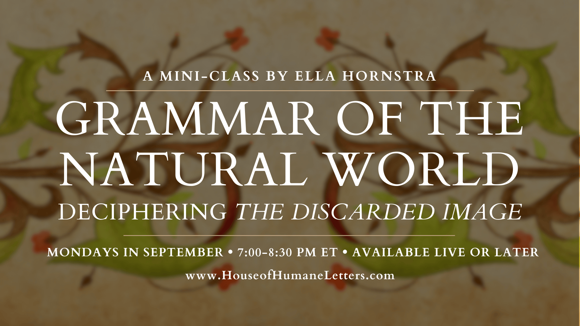 Grammar of the Natural World: Deciphering The Discarded Image (Mini-Class)